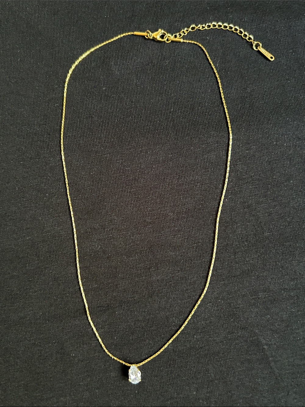 NWOT Pendant Necklace with Teardrop Accent - Gold Plated Stainless Steel